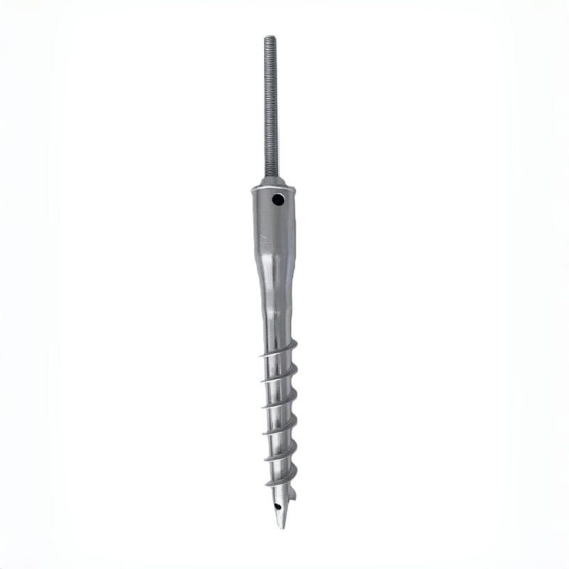 Adjustable Ground Screw with Post Support Square Plate HDG