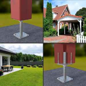 Heavy Duty Galvanised Adjustable Double Plate Post Support Base